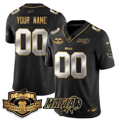 BUF 2025 Bills Mafia Patch Gold Vapor Limited Jersey - All Stitched