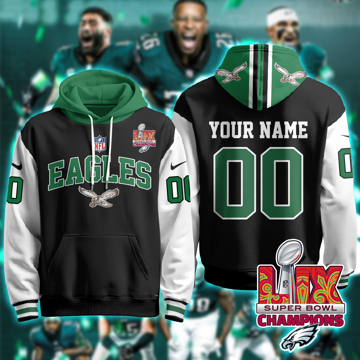 PHI Super Bowl LIX Champions Custom Hoodie