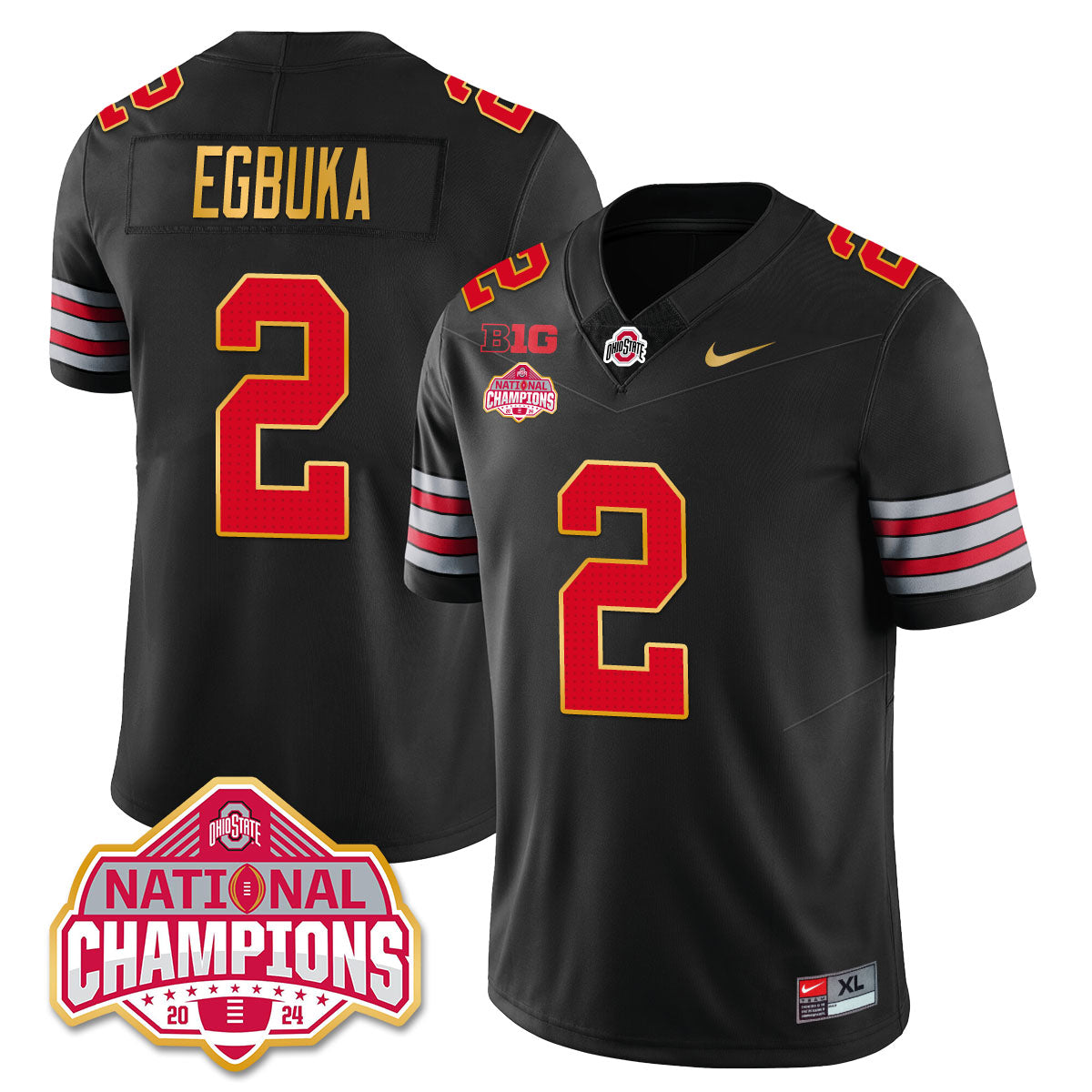 OSU 'Heritage Stripe' 2025 CFP Patch - National Champions Gold Jersey - All Stitched