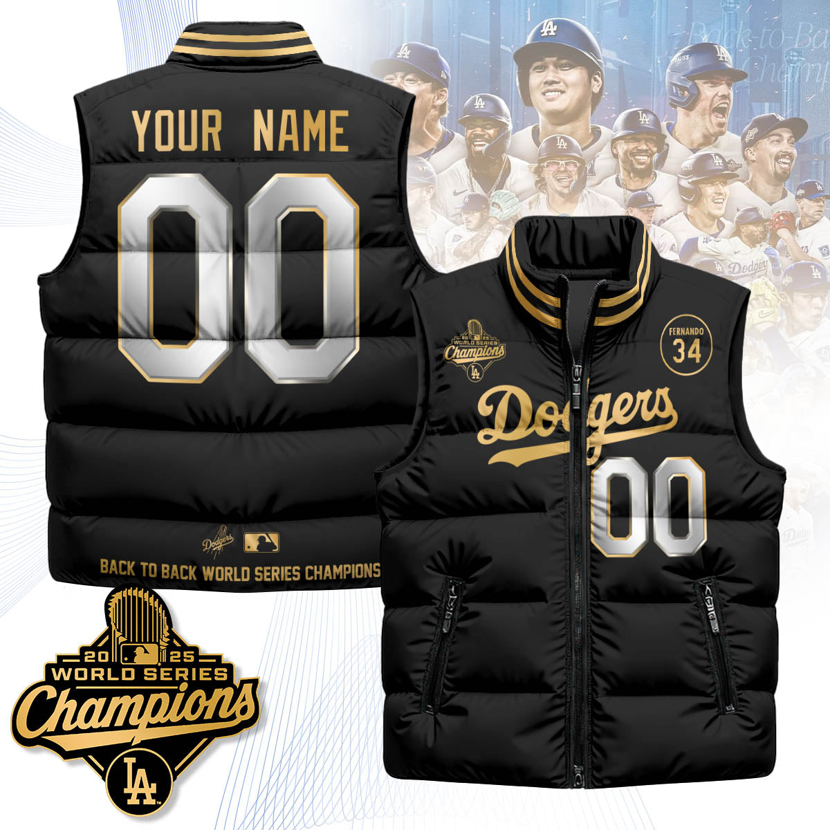 LAD 2025 World Series Champions Custom Puffer Vest