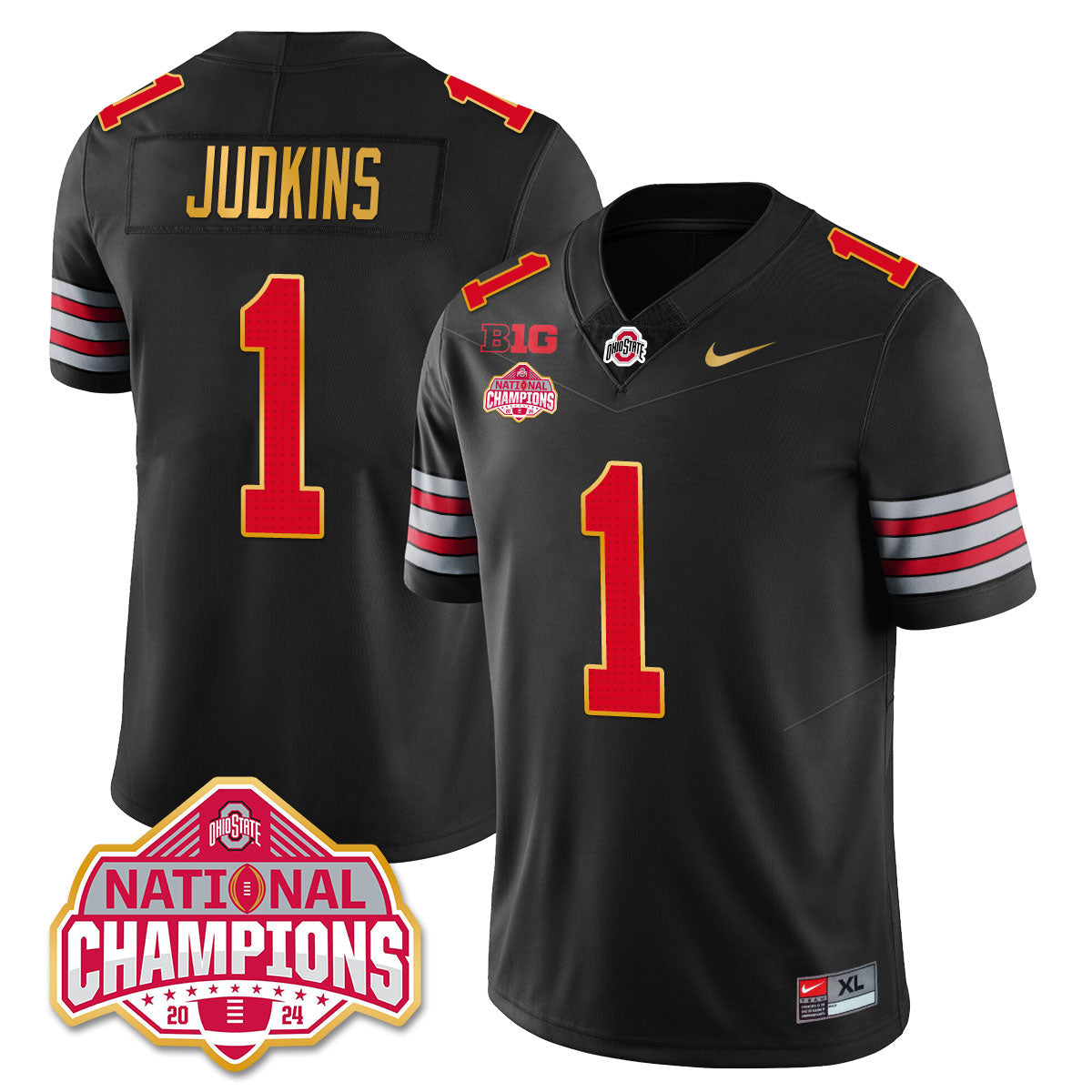 OSU 'Heritage Stripe' 2025 CFP Patch - National Champions Gold Jersey - All Stitched