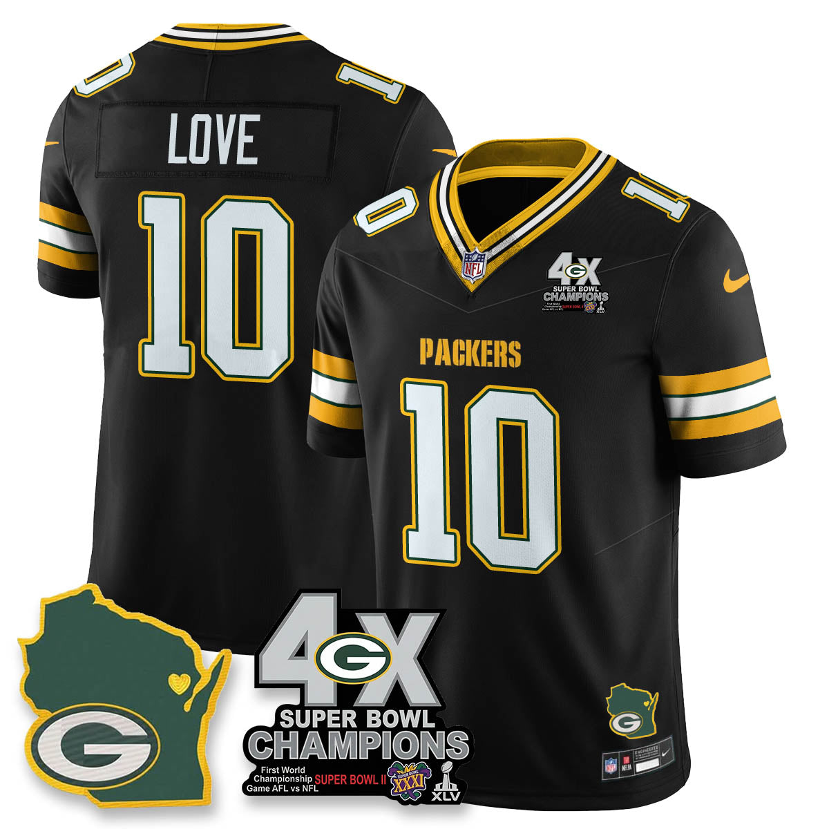 GB 4-Time Champions Patch Vapor Limited Jersey - All Stitched