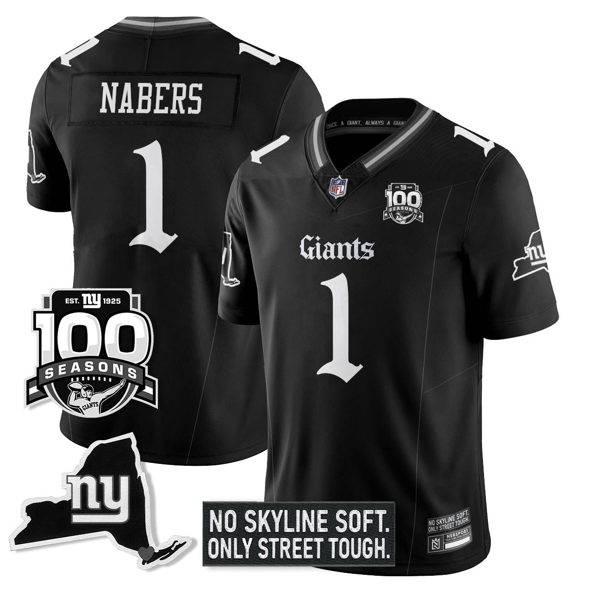 NYG 100th Seasons 'Gothic Gotham Edition' Vapor Limited Jersey - All Stitched