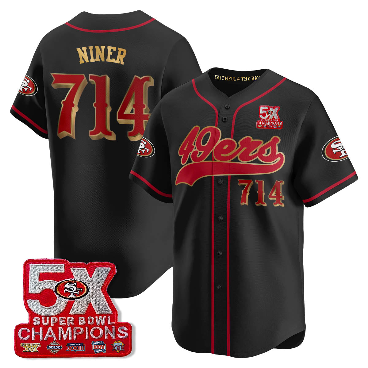 SF 5-Time Champions Patch Vapor Baseball Jersey - All Stitched
