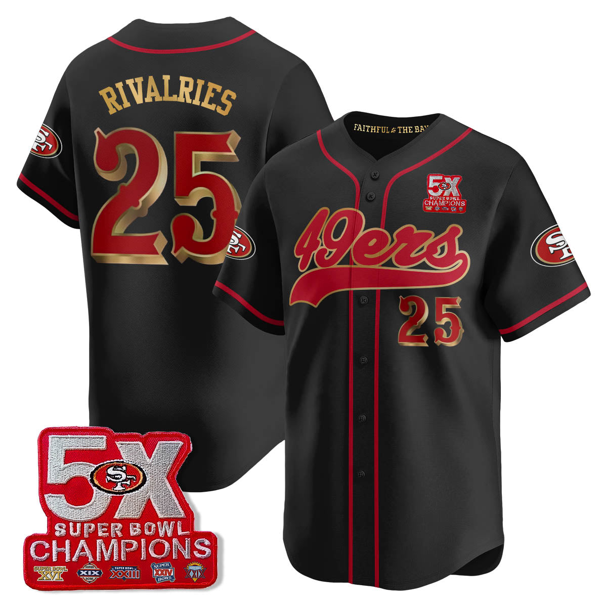 SF 5-Time Champions Patch Vapor Baseball Jersey - All Stitched