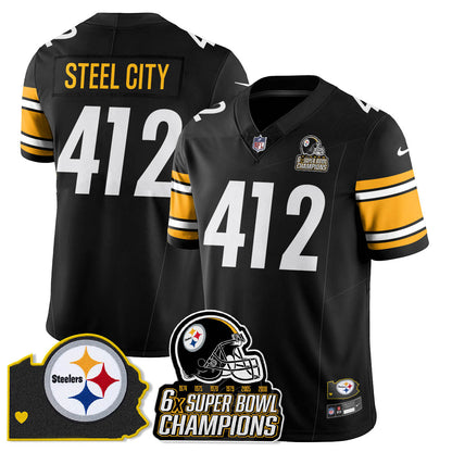 PIT 6-Time Champions Patch Vapor Limited Jersey - All Stitched