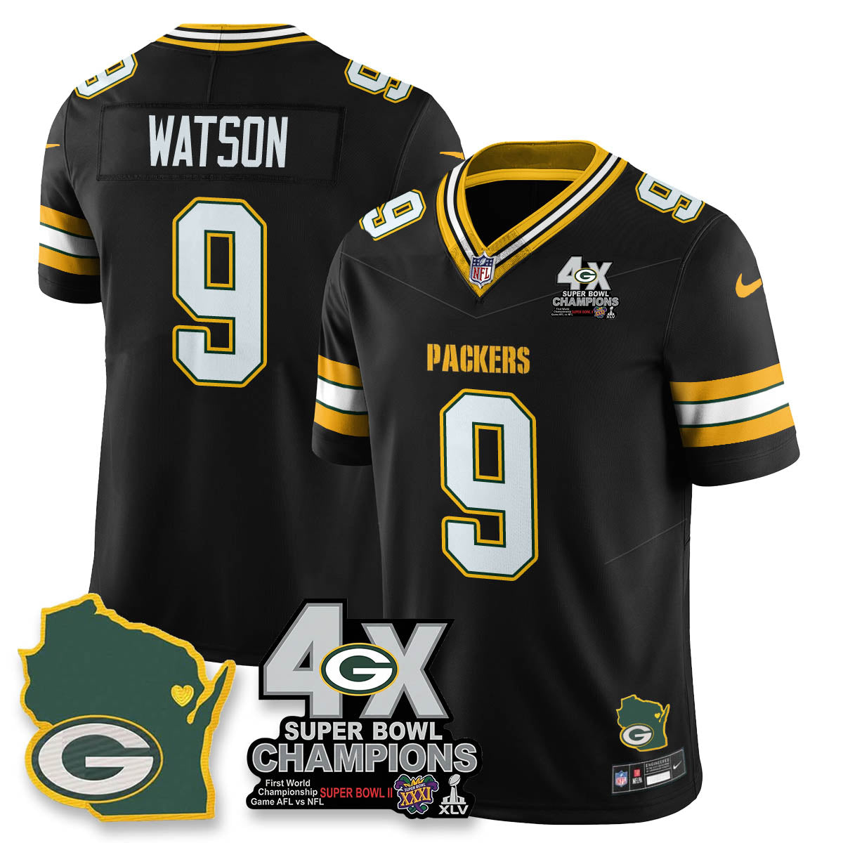 GB 4-Time Champions Patch Vapor Limited Jersey - All Stitched