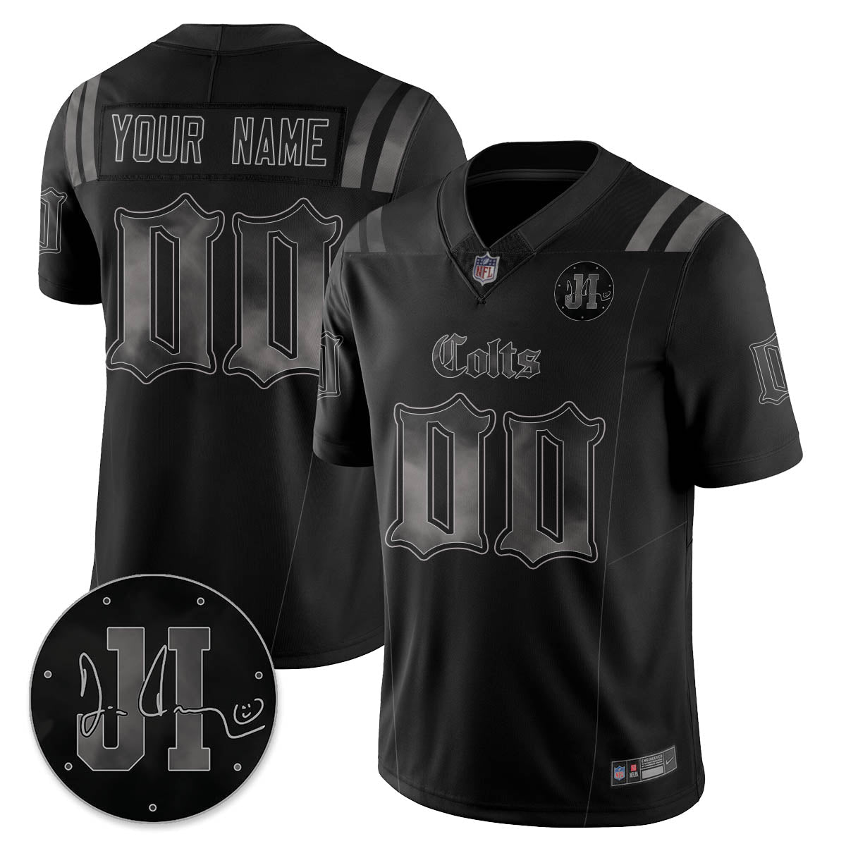 Custom IND 'Dark Gothic' Vapor Limited Jersey - Jim Irsay Patch - All Stitched