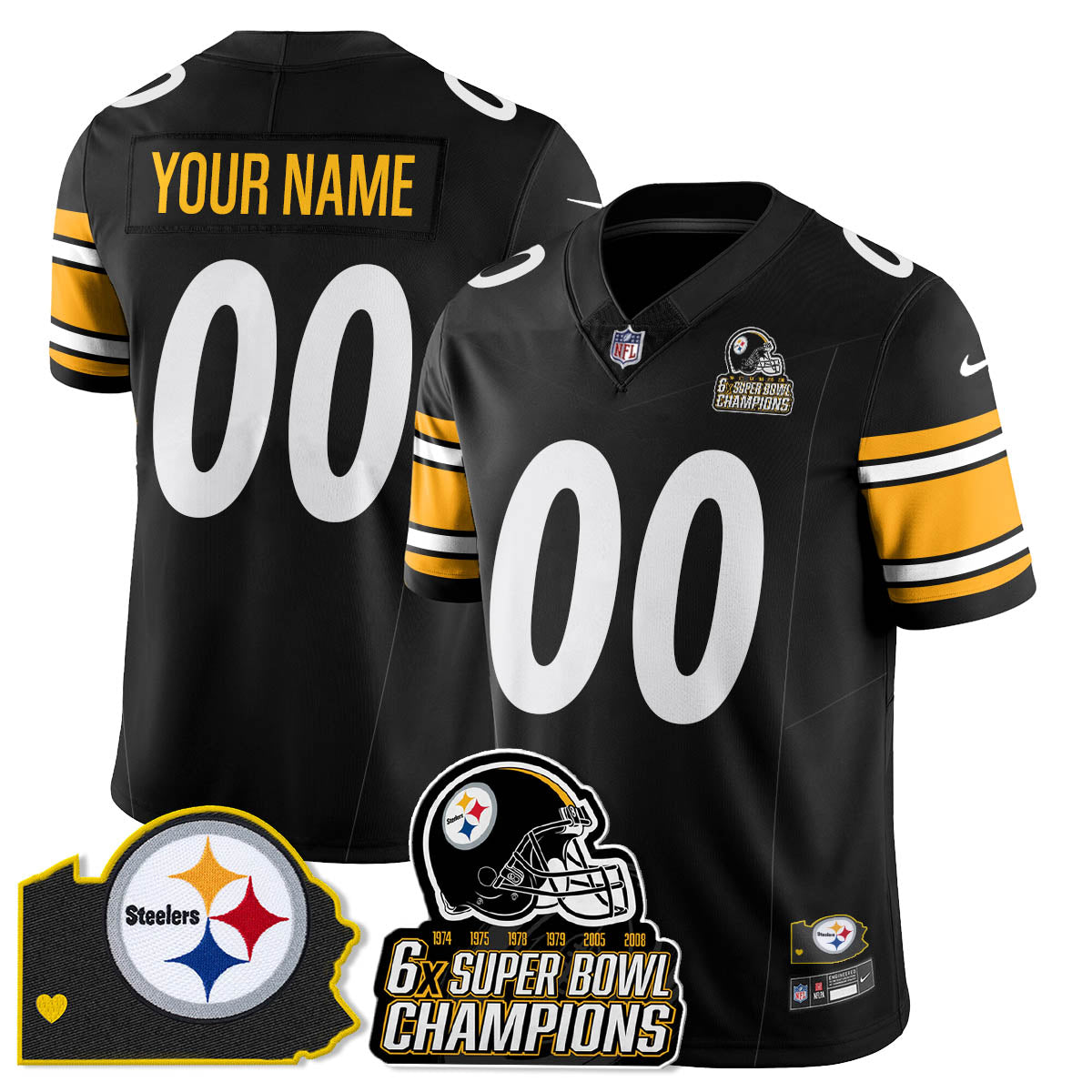 PIT 6-Time Champions Patch Vapor Limited Jersey - All Stitched