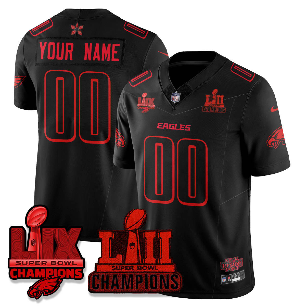 Custom Philadelphia Eagles Stranger Things Vapor Limited Jersey - All Stitched