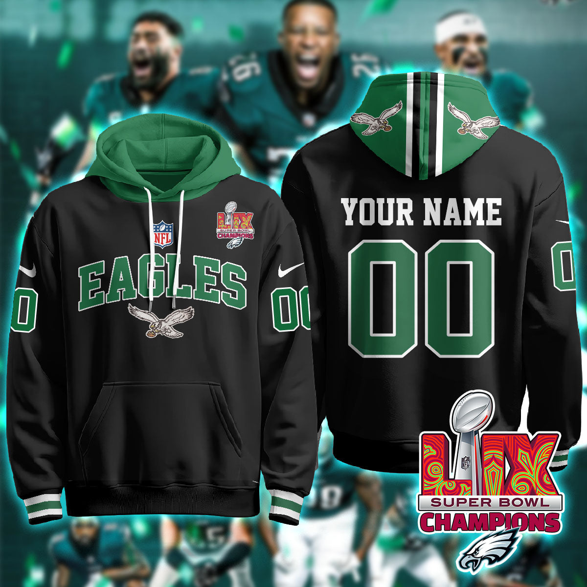 PHI Super Bowl LIX Champions Custom Hoodie