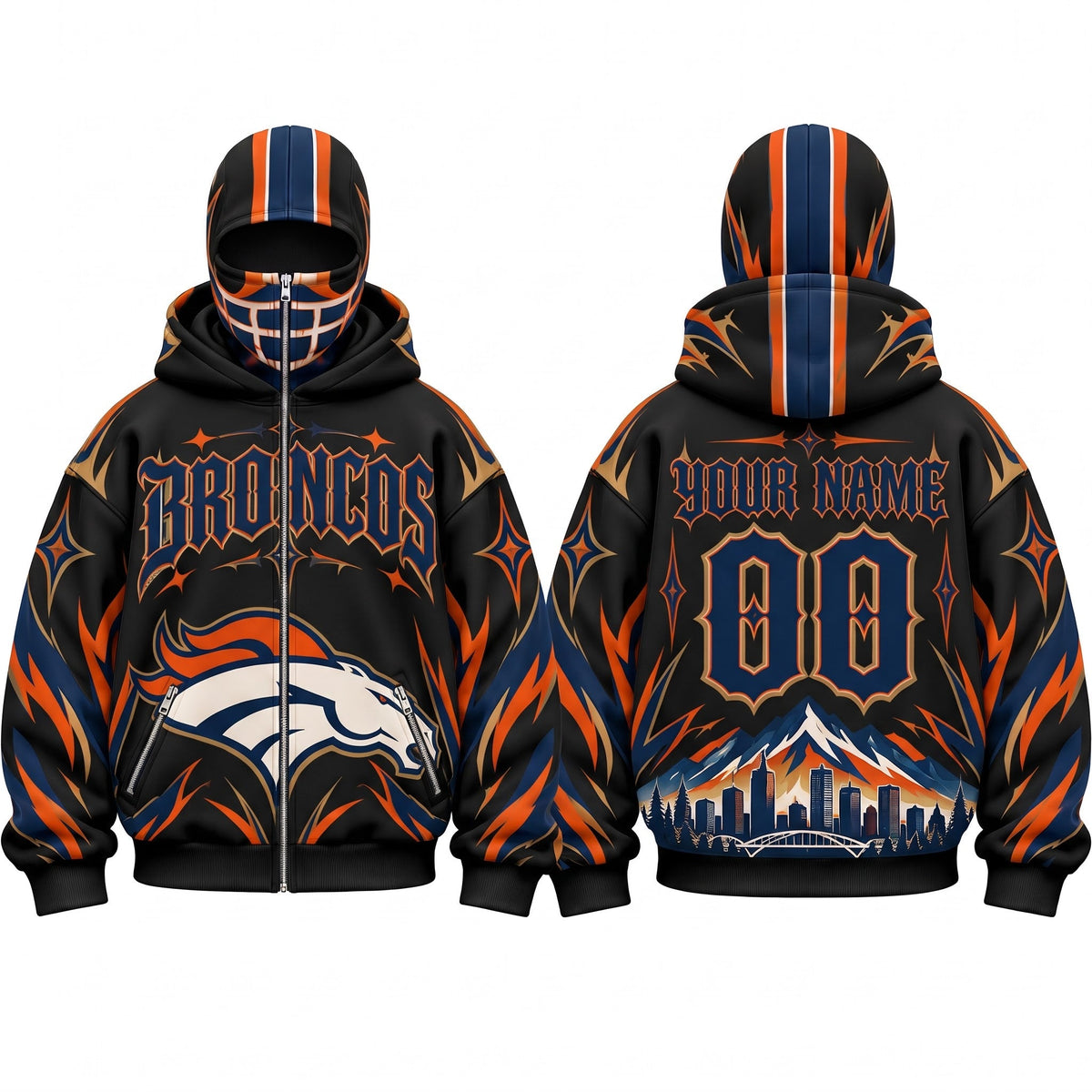 DEN Gothic Style Custom Mask Zip Up Hoodie - Printed V2