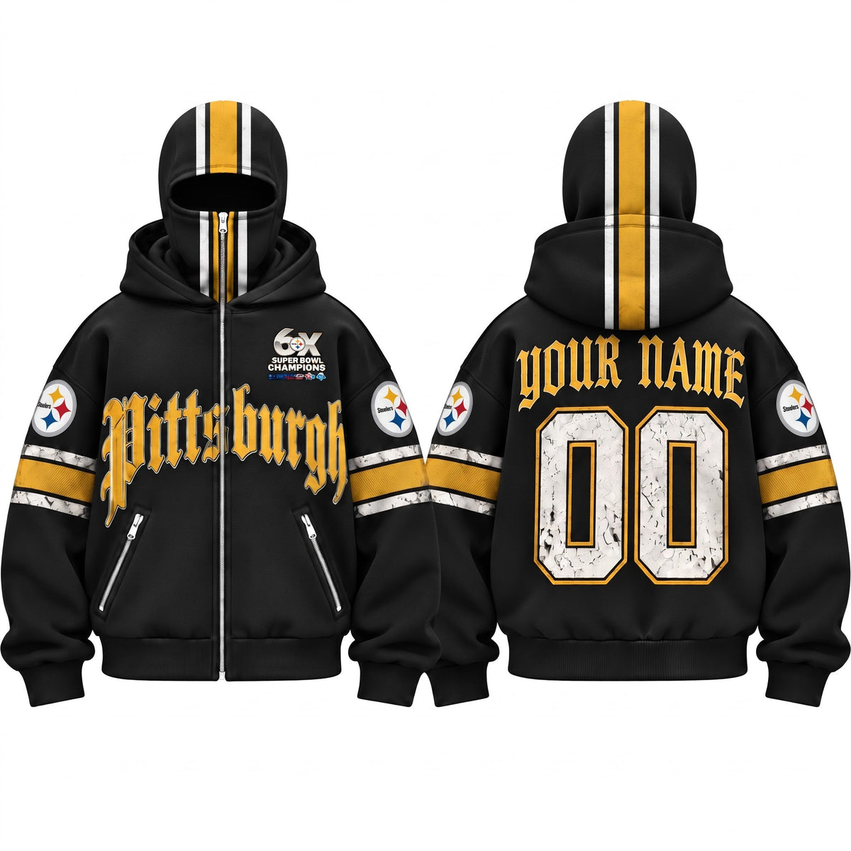 PIT Gothic Style Personalized Mask Zip Up Hoodie - Printed