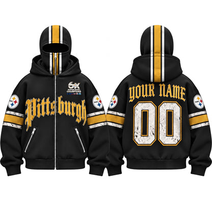 PIT Gothic Style Personalized Mask Zip Up Hoodie - Printed