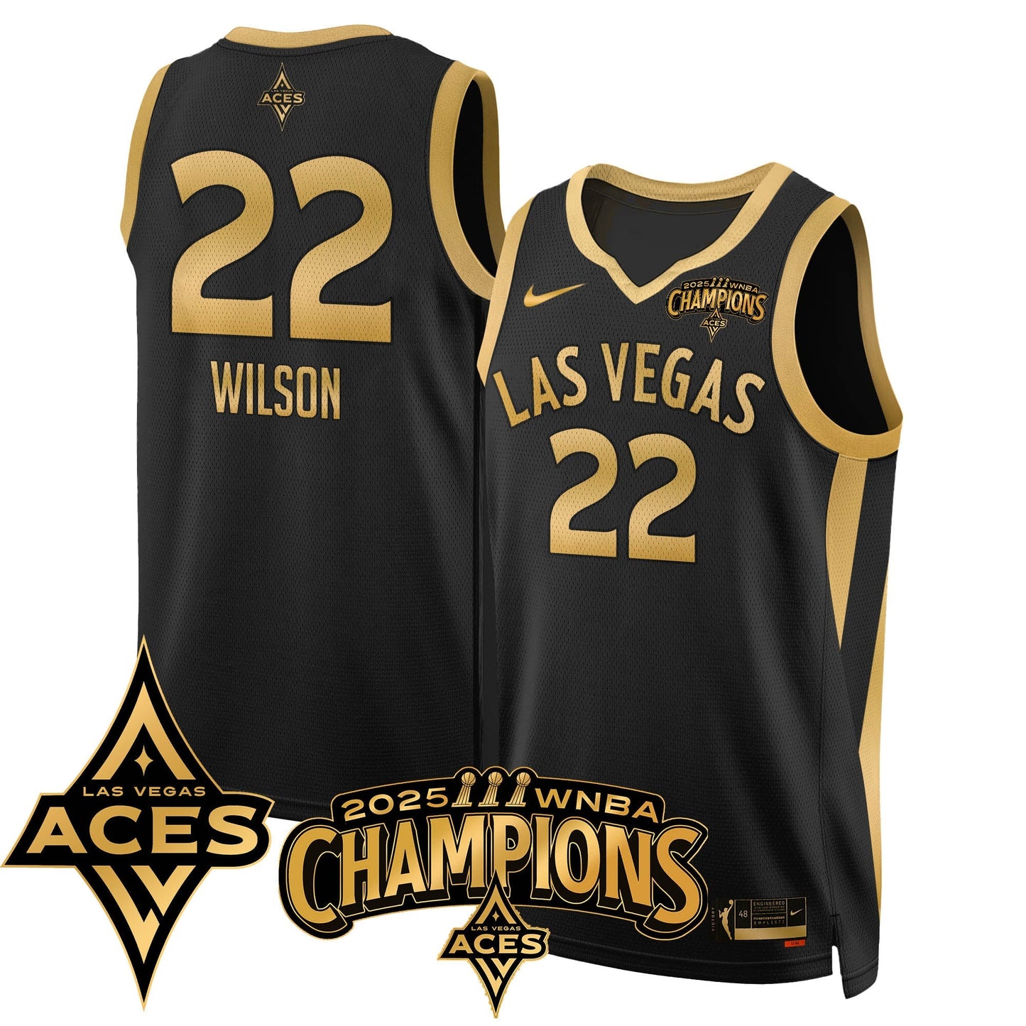 Las Vegas Aces 2025 WNBA Championship Jersey - All Stitched