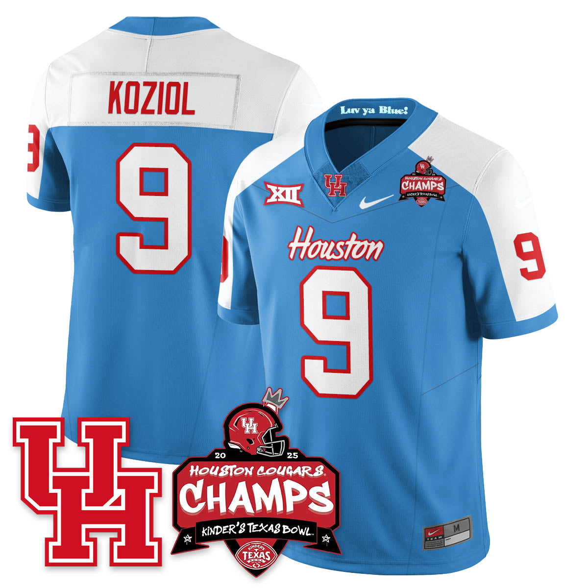 Houston Cougar Football 2025 Kinder's Texas Bowl Champions Jersey - All Stitched