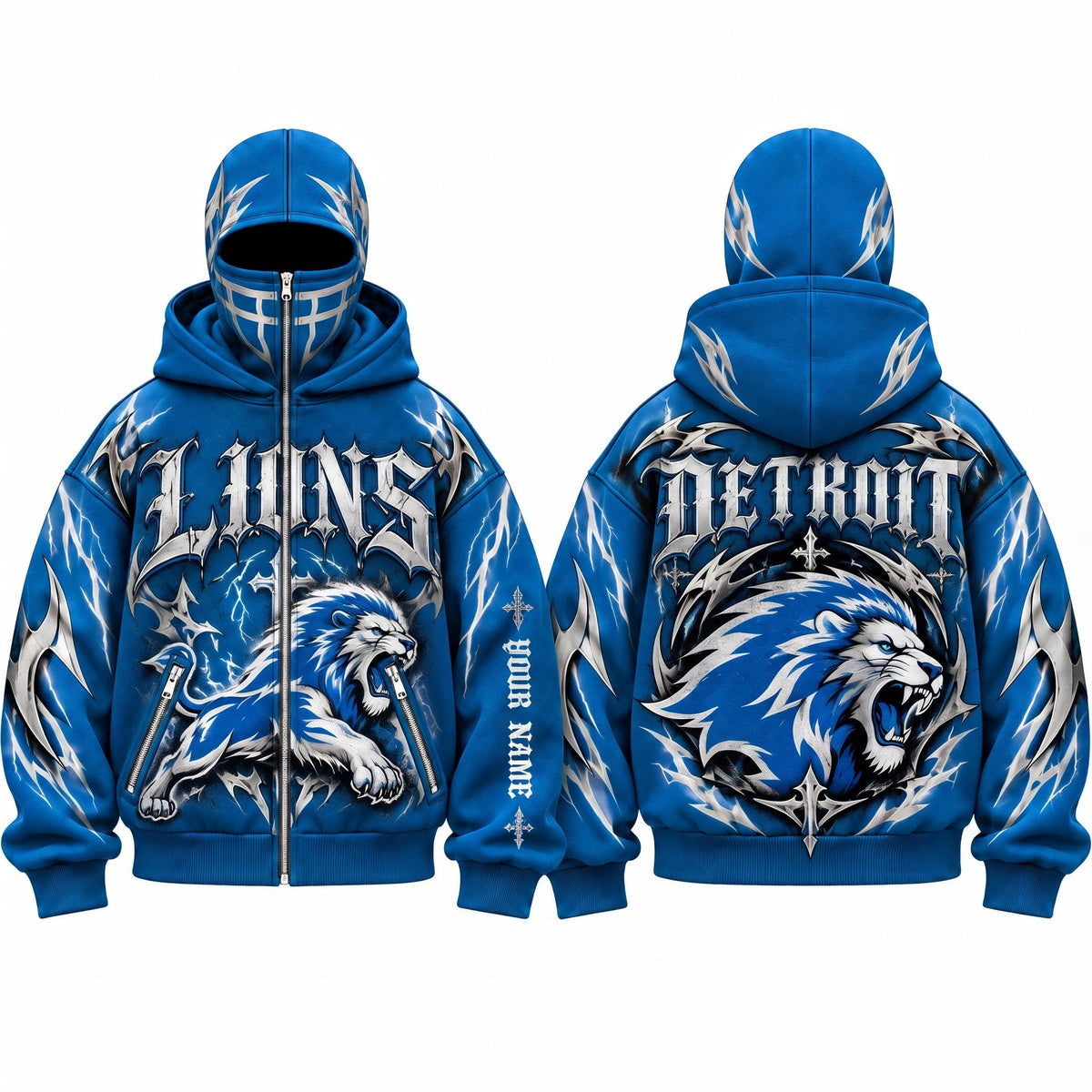 DET Gothic Style Personalized Mask Zip Up Hoodie - Printed