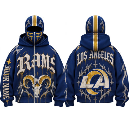 LAR Gothic Style Personalized Mask Zip Up Hoodie - Printed