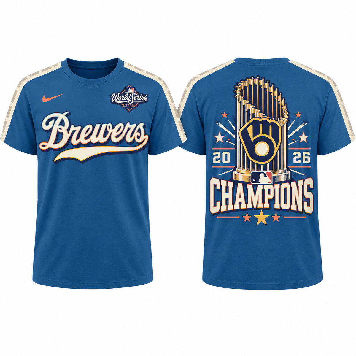 MIL Brewers City Connect 2026 World Series Champions 3D T-Shirt - Printed V7