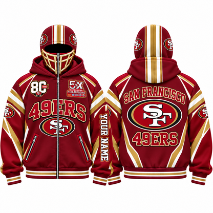 SF Streetwear Style Personalized Mask Zip Up Hoodie - Printed V1