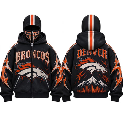 DEN Gothic Style Mask Zip Up Hoodie - Printed