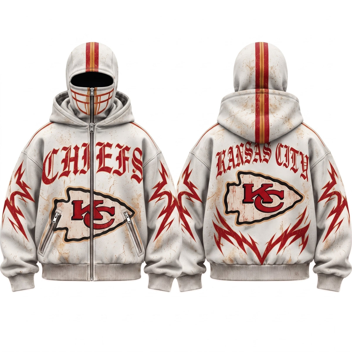 KC Gothic Style Mask Zip Up Hoodie - Printed V1