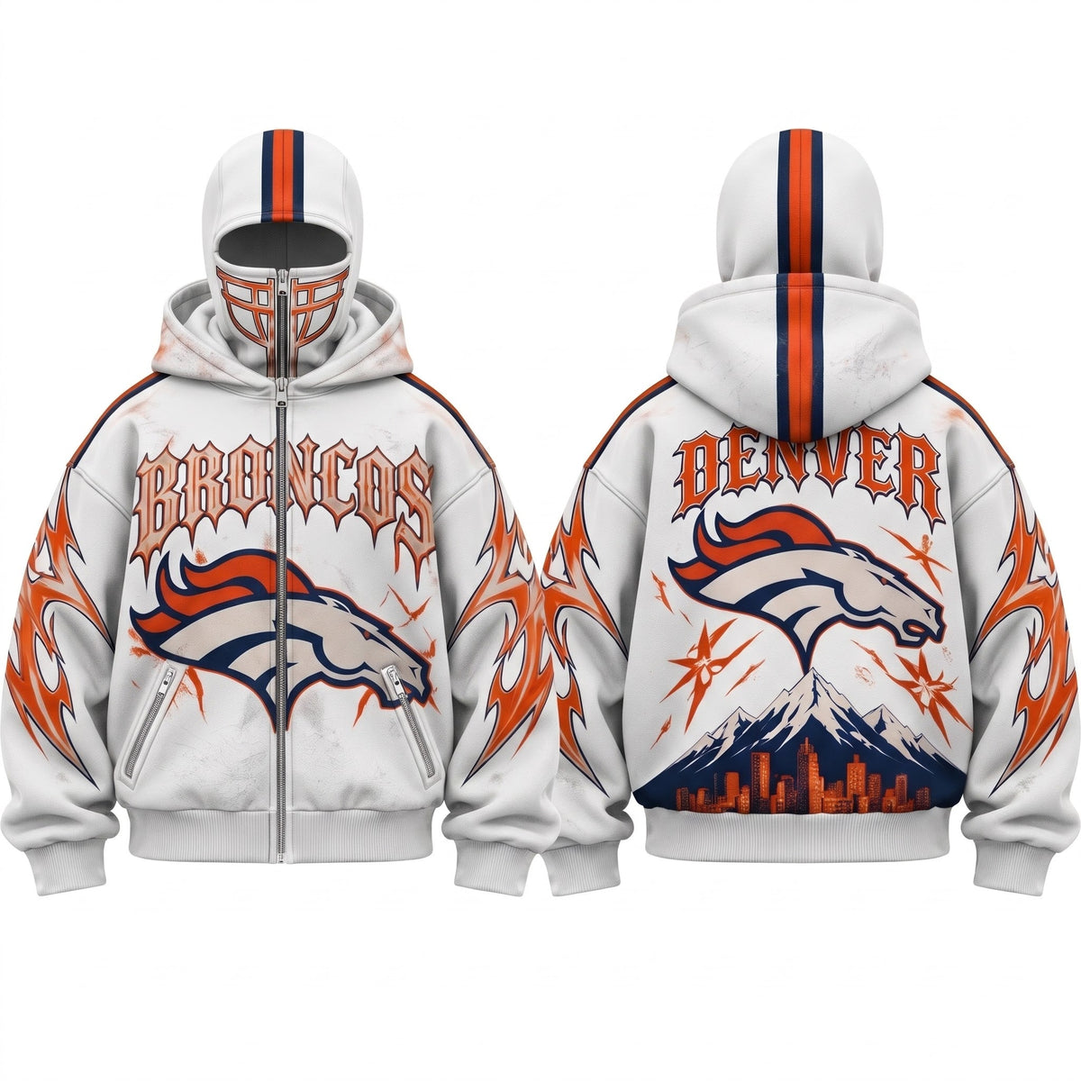 DEN Gothic Style Mask Zip Up Hoodie - Printed