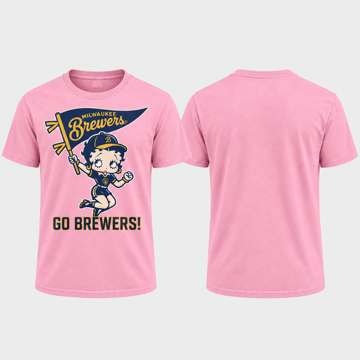 MIL Baseball Girl Go Brewers Washed T-Shirt - Printed