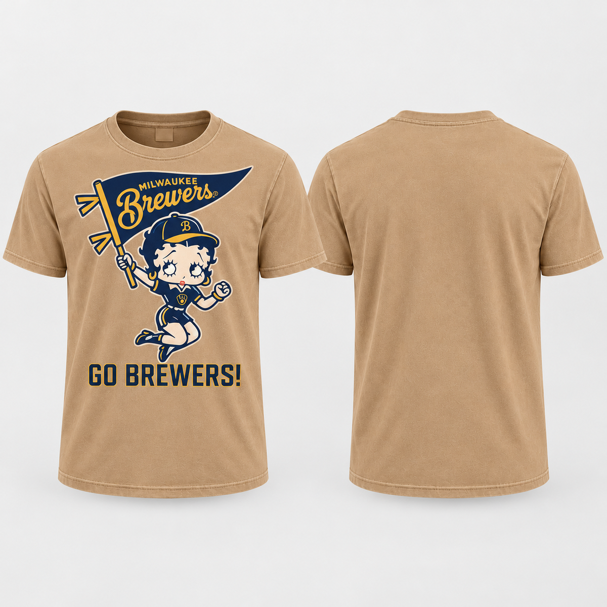 MIL Baseball Girl Go Brewers Washed T-Shirt - Printed
