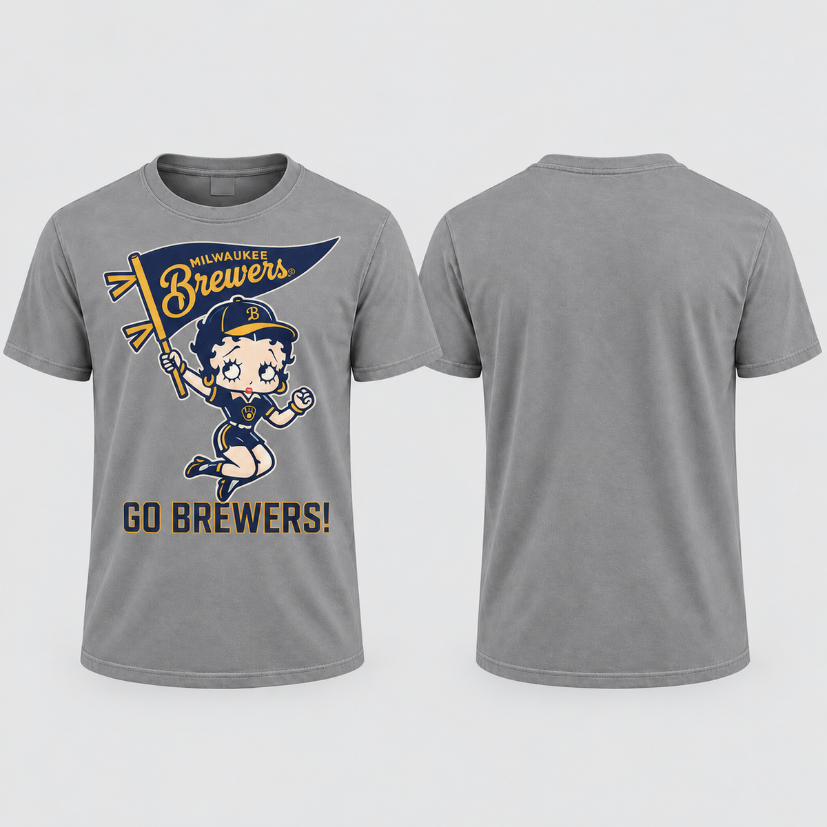 MIL Baseball Girl Go Brewers Washed T-Shirt - Printed