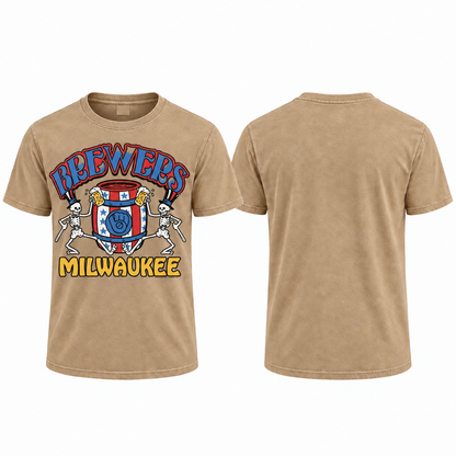 MIL Brew Crew Skeleton Washed T-Shirt - Printed