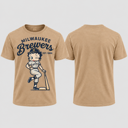 MIL Baseball Girl Washed T-Shirt - Printed