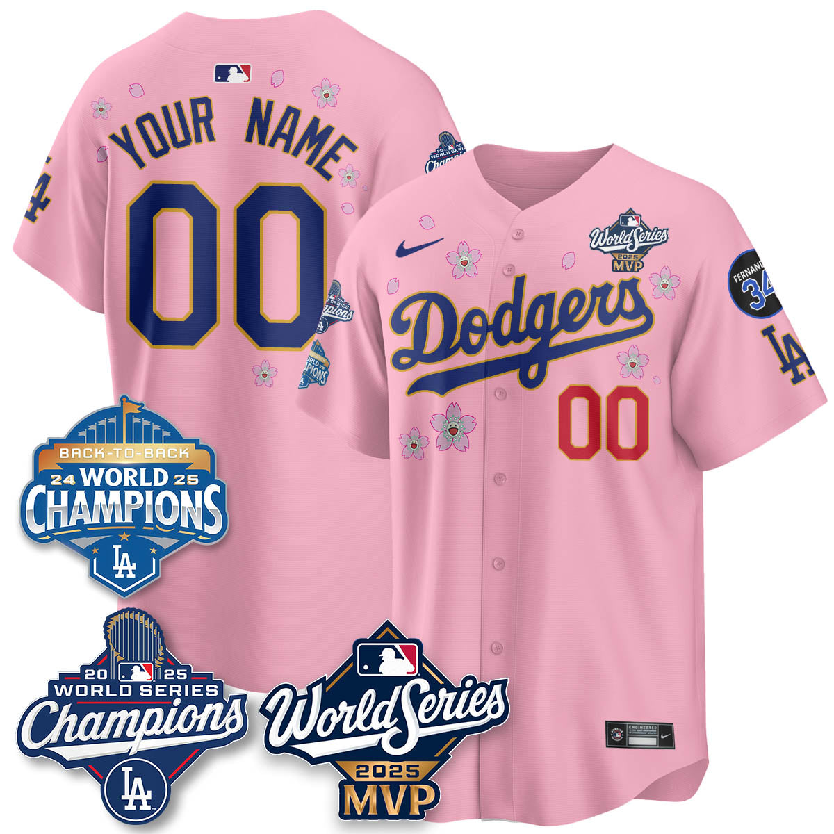 Yoshinobu Yamamoto LAD 2025 World Series MVP Custom Jersey - All Stitched