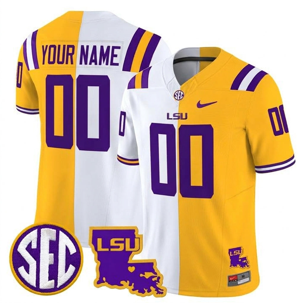 LSU Vapor Limited Custom Split Jersey - Louisiana Patch - Stitched