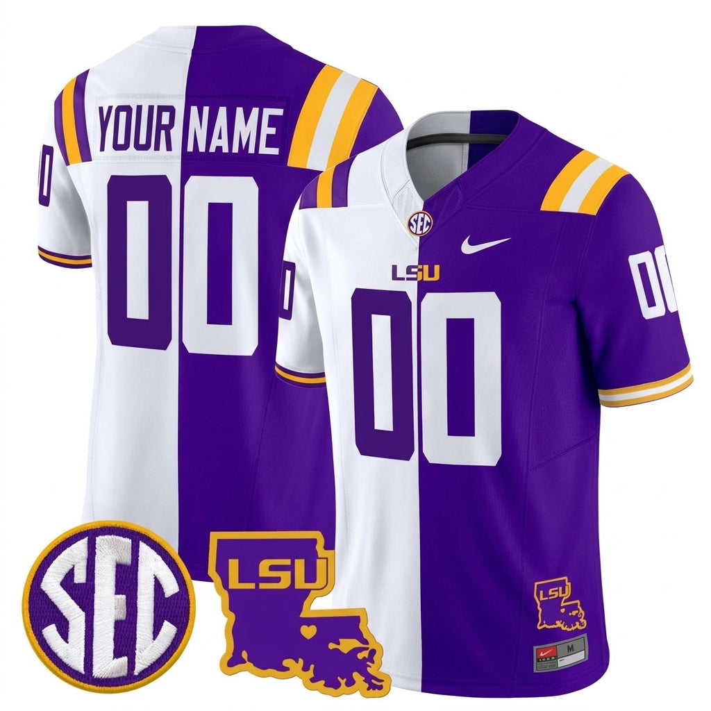 LSU Vapor Limited Custom Split Jersey - Louisiana Patch - Stitched