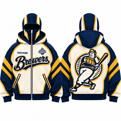 MIL Barrelman Mascot Personalized Mask Zip Up Hoodie - Printed