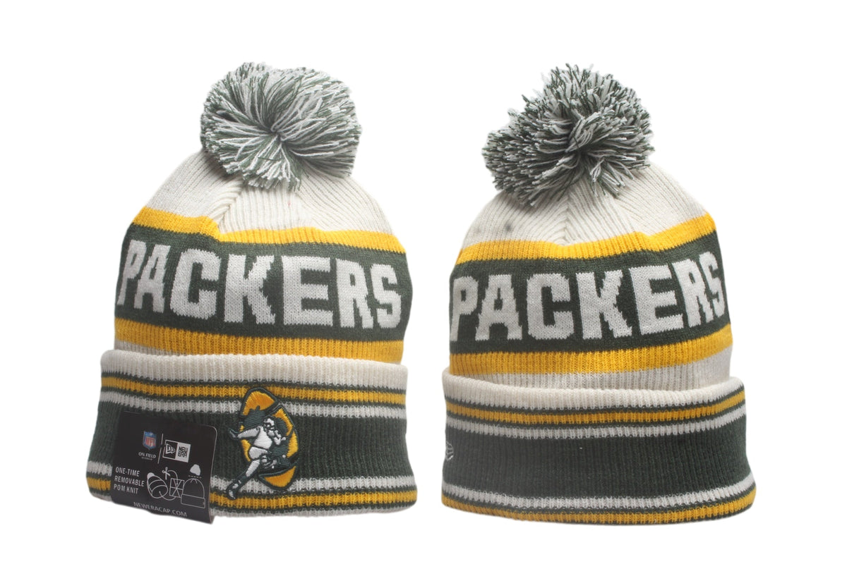 Green Bay Packers Cuffed Knit Hat with Pom - Embroidered Patch