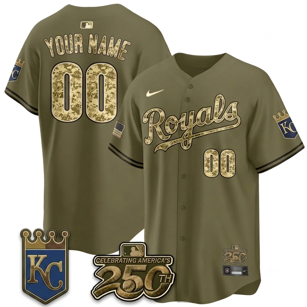 KC Royals New Era Olive 2026 Armed Forces Day Vapor Limited Custom Jersey - All Stitched