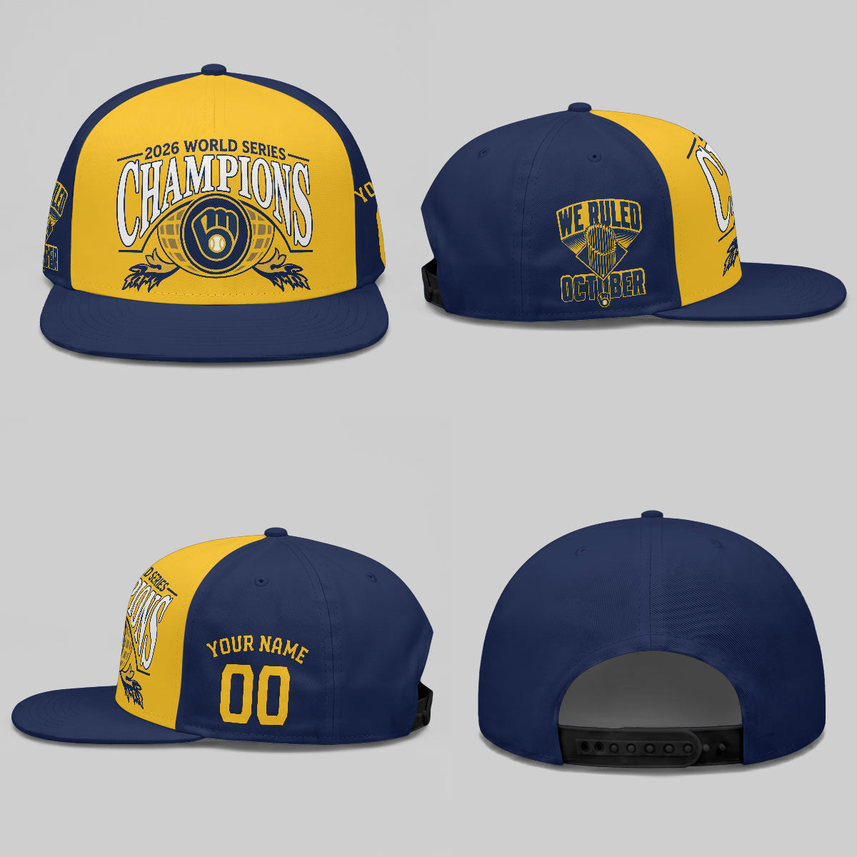 MIL 2026 World Series Champions "We Ruled Oct" Personalized Snapback Cap - Printed