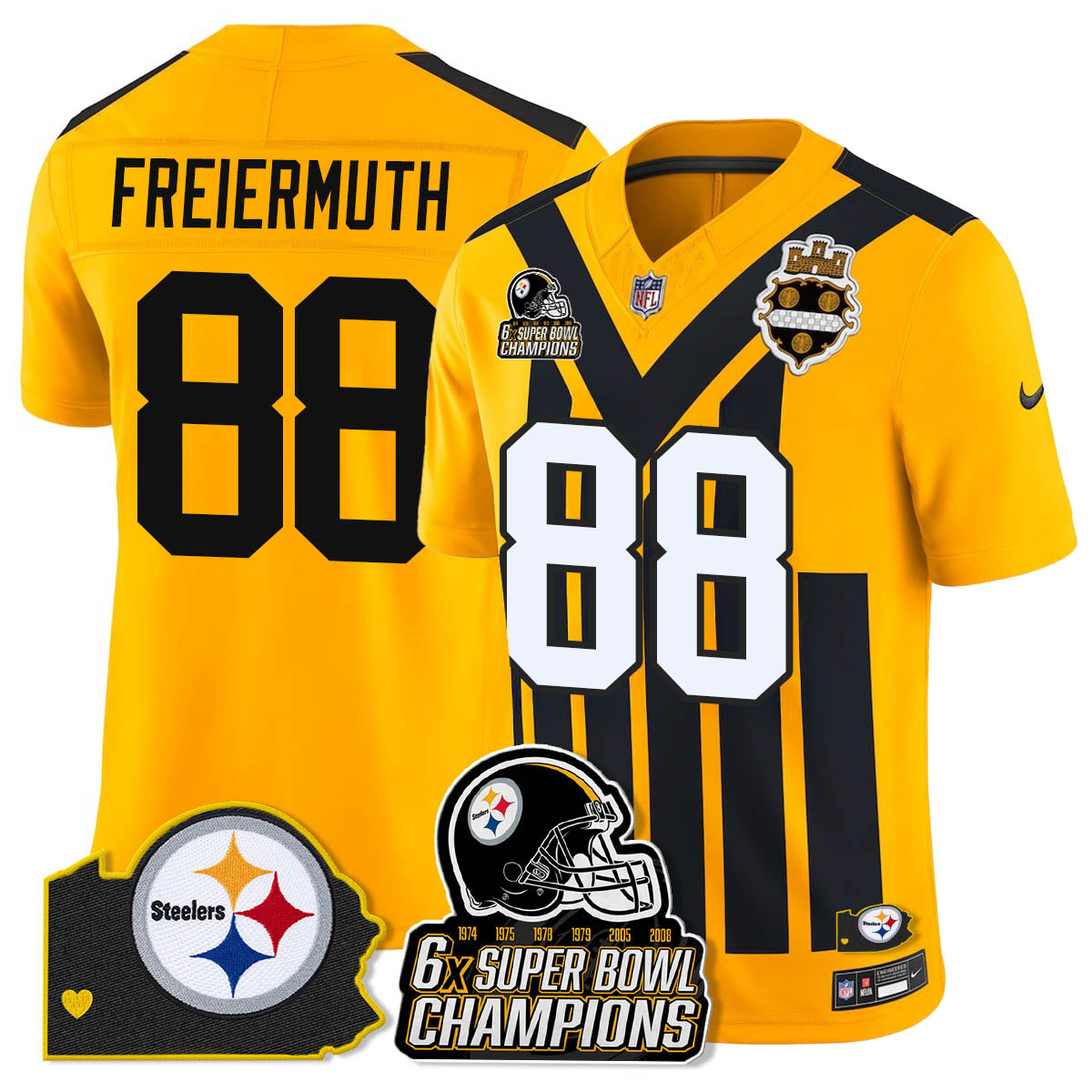 PIT 6-Time Champions Patch Vapor Limited Jersey - All Stitched