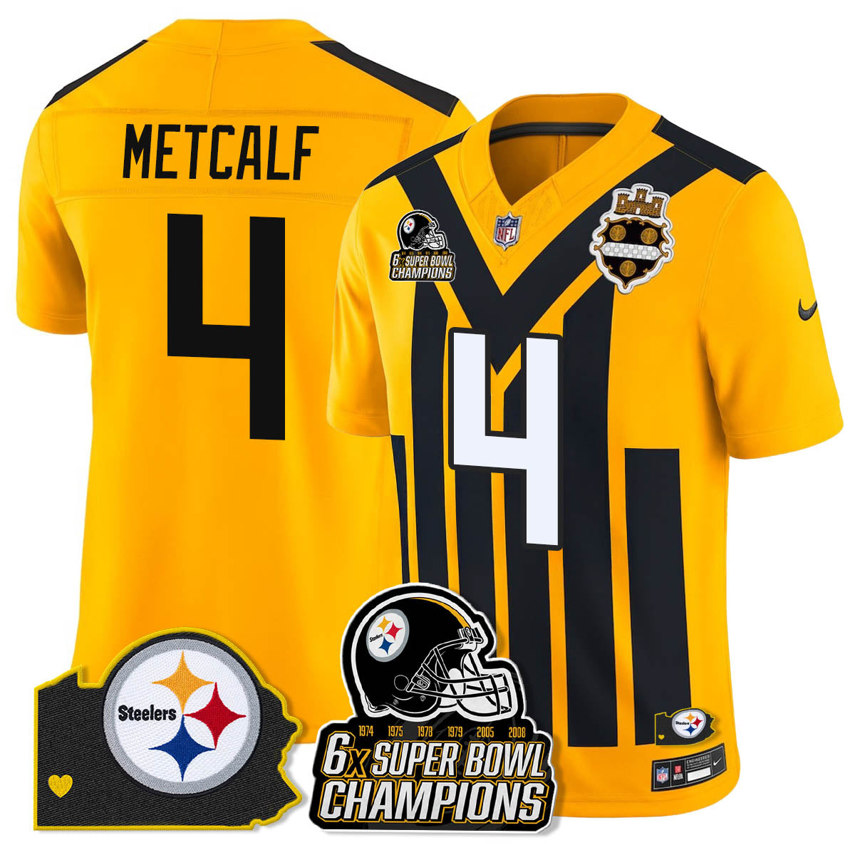 PIT 6-Time Champions Patch Vapor Limited Jersey - All Stitched