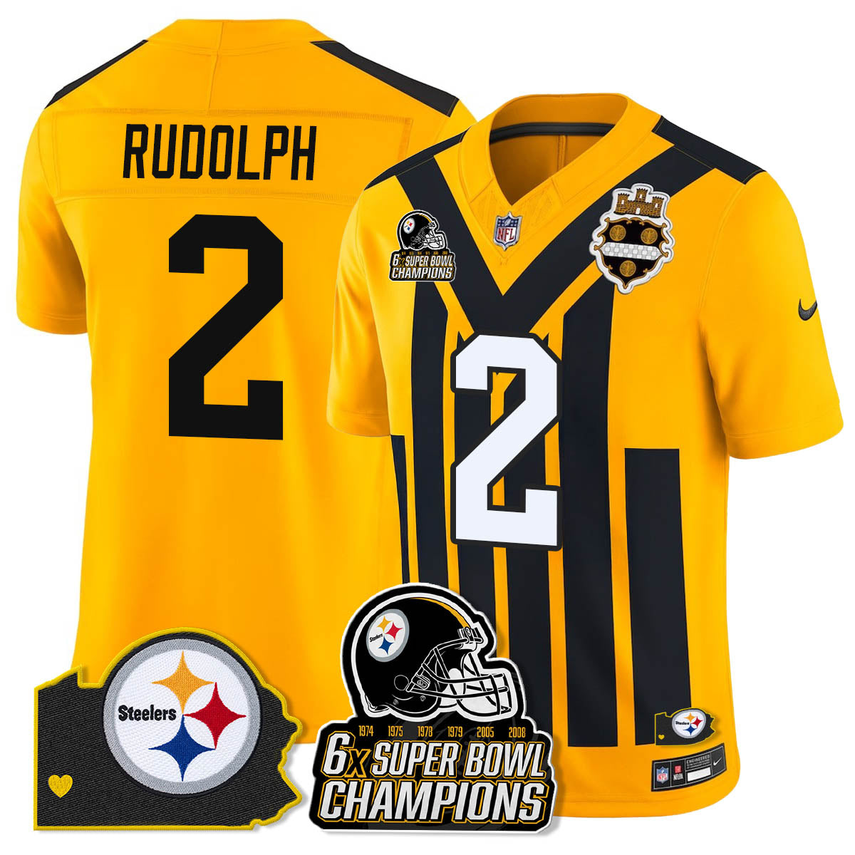 PIT 6-Time Champions Patch Vapor Limited Jersey - All Stitched