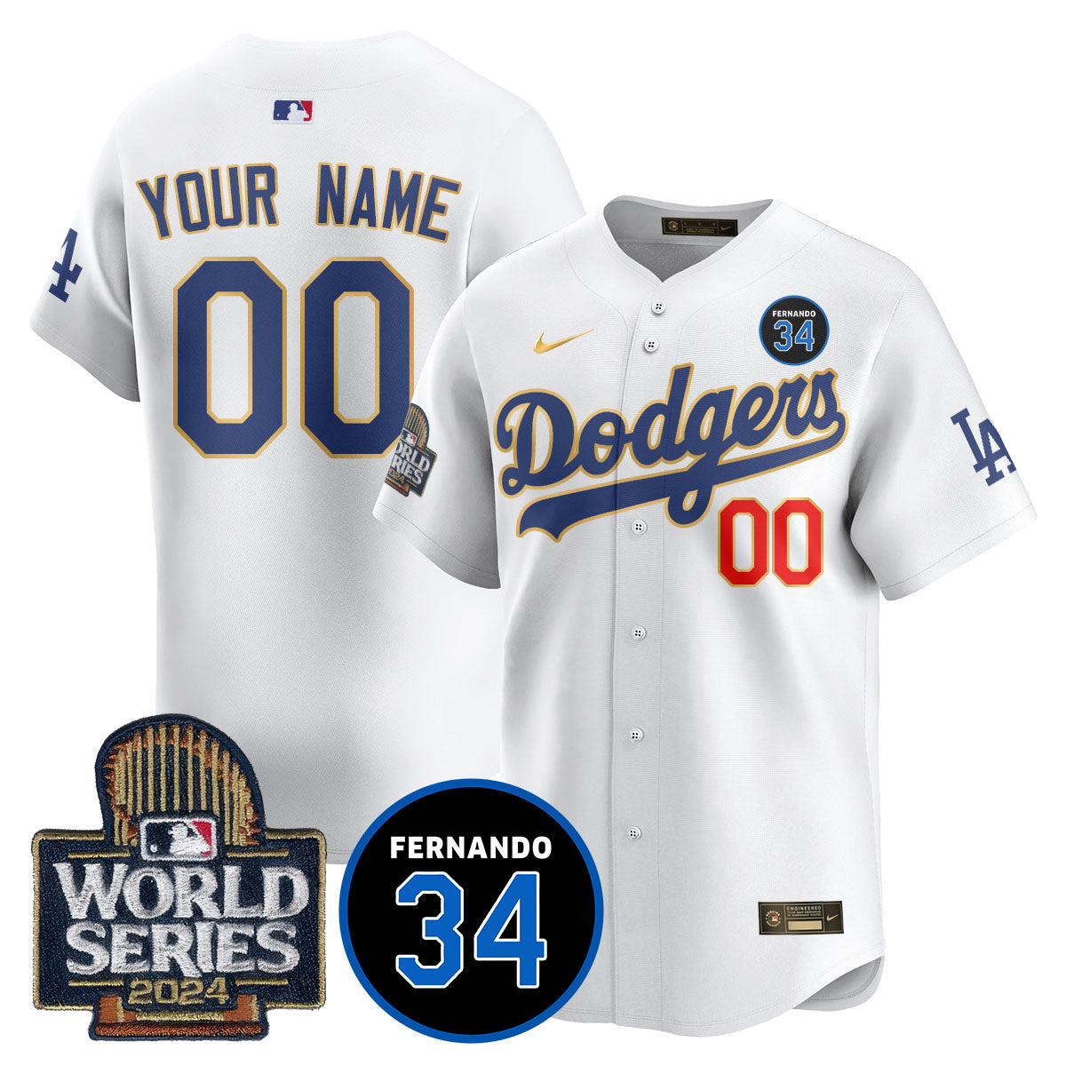 Dodgers Fernando Valenzuela Memorial Custom Jersey - All Stitched