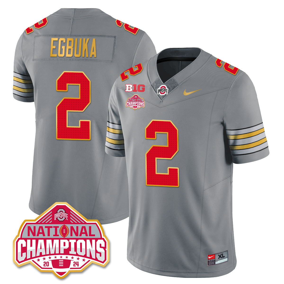 OSU 'Heritage Stripe' 2025 CFP Patch - National Champions Gold Jersey - All Stitched