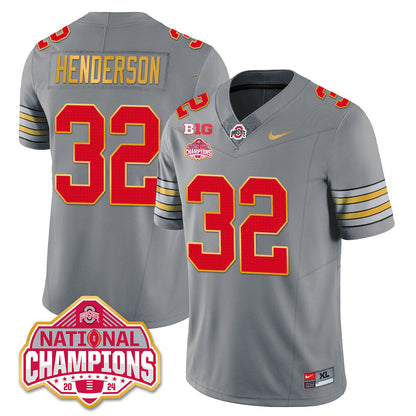 OSU 'Heritage Stripe' 2025 CFP Patch - National Champions Gold Jersey - All Stitched