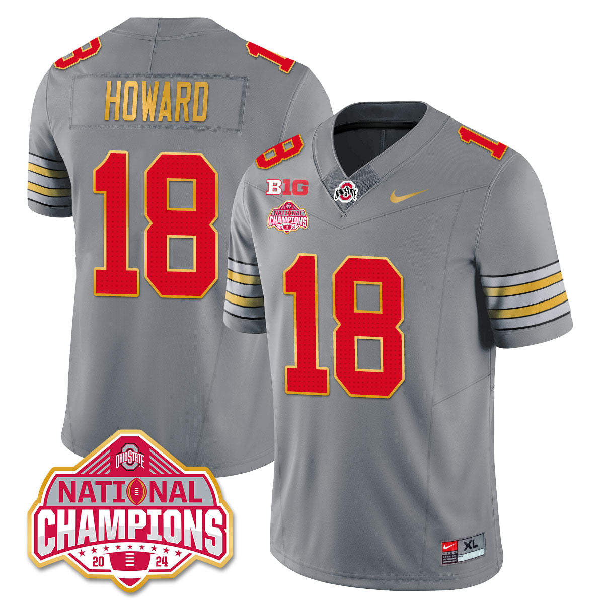 OSU 'Heritage Stripe' 2025 CFP Patch - National Champions Gold Jersey - All Stitched