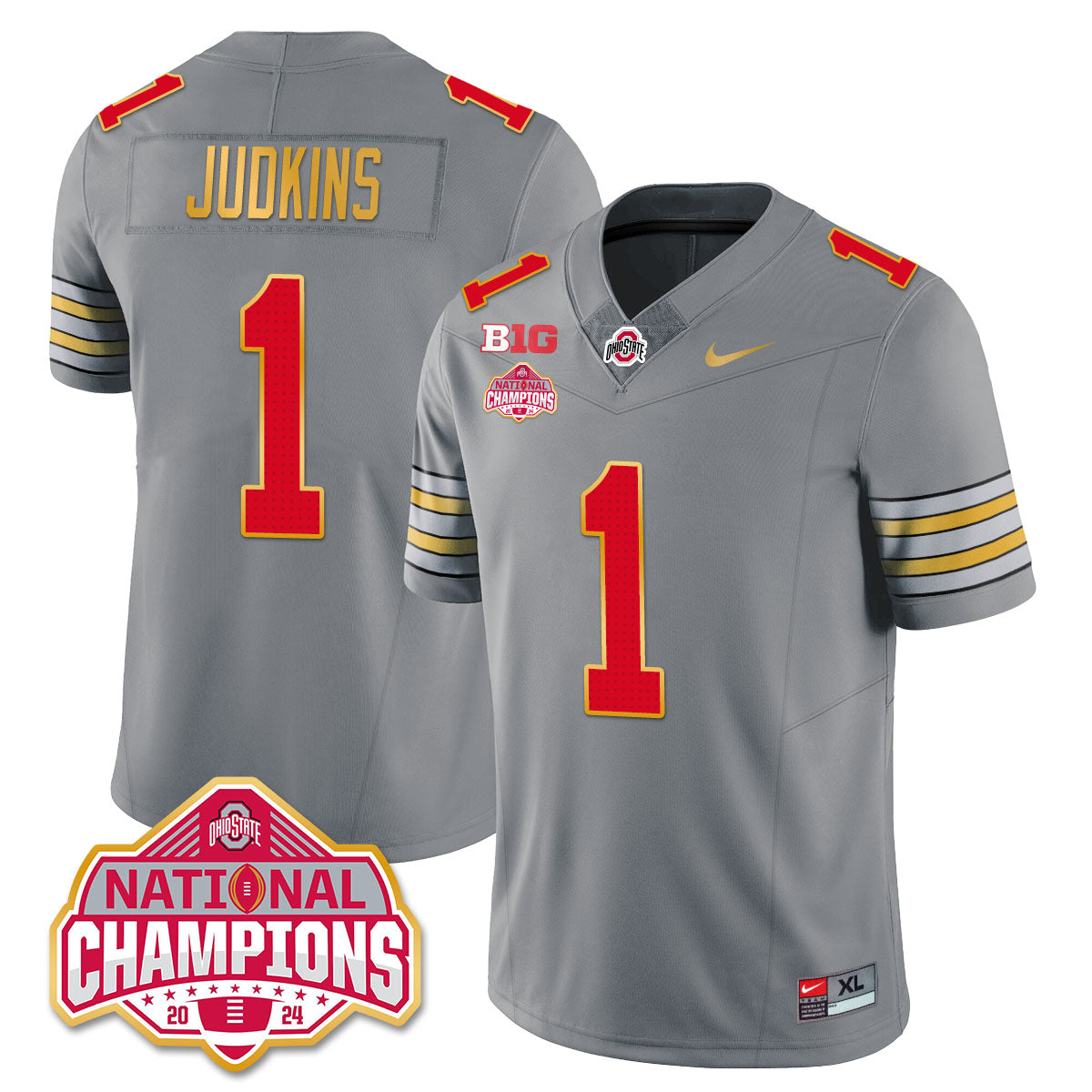 OSU 'Heritage Stripe' 2025 CFP Patch - National Champions Gold Jersey - All Stitched