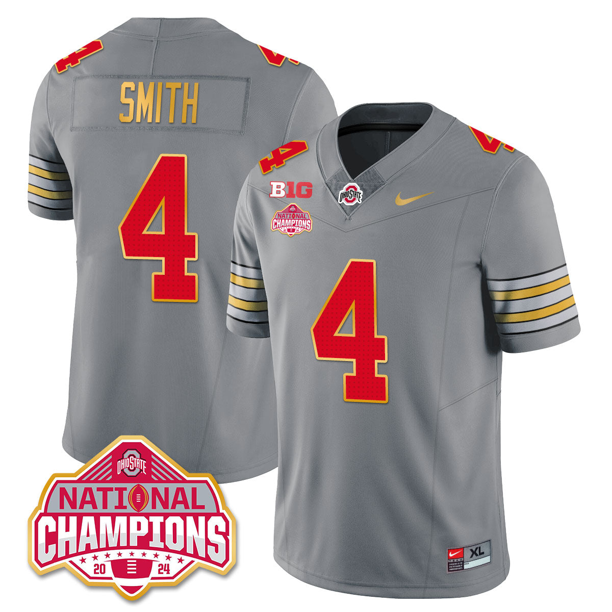 OSU 'Heritage Stripe' 2025 CFP Patch - National Champions Gold Jersey - All Stitched