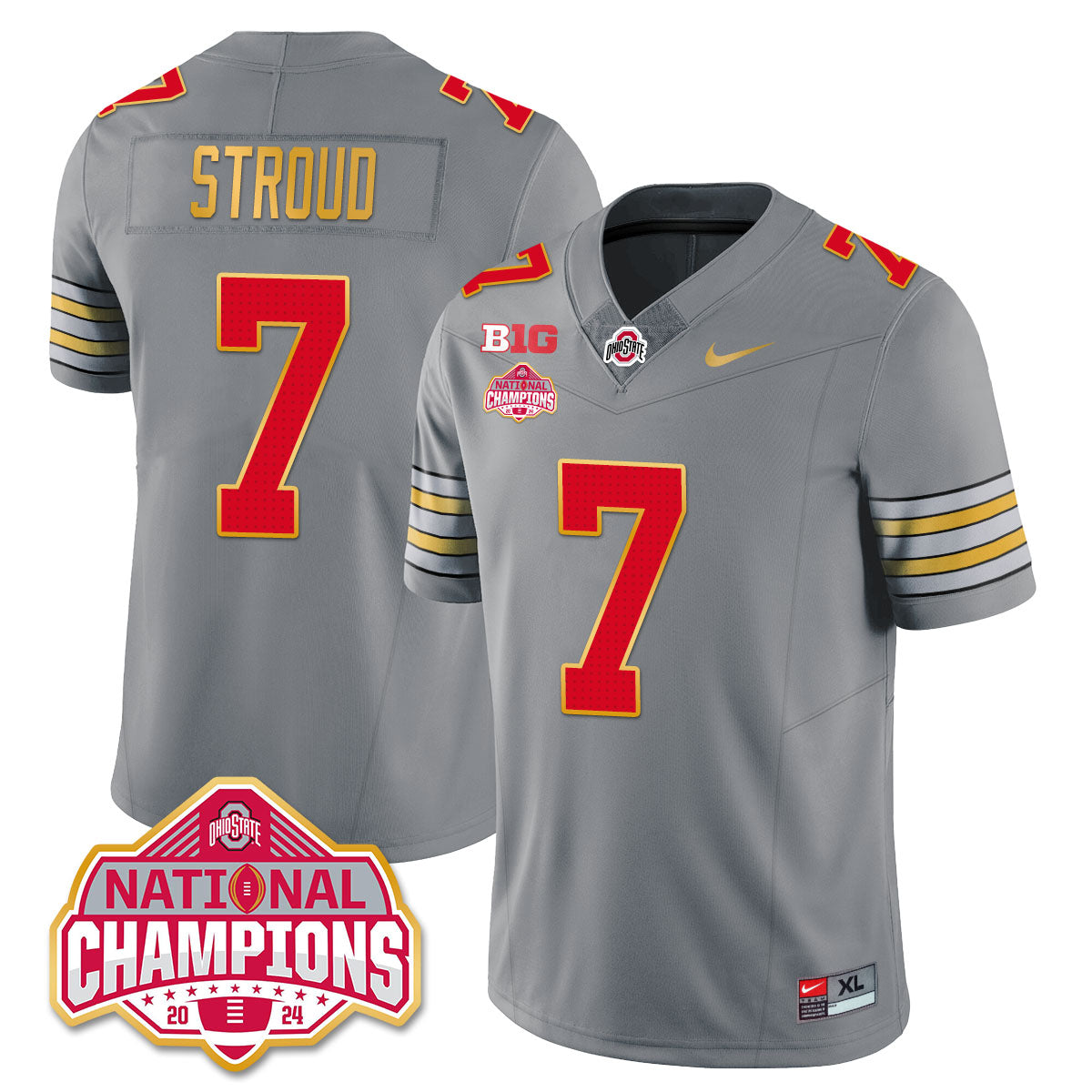 OSU 'Heritage Stripe' 2025 CFP Patch - National Champions Gold Jersey - All Stitched