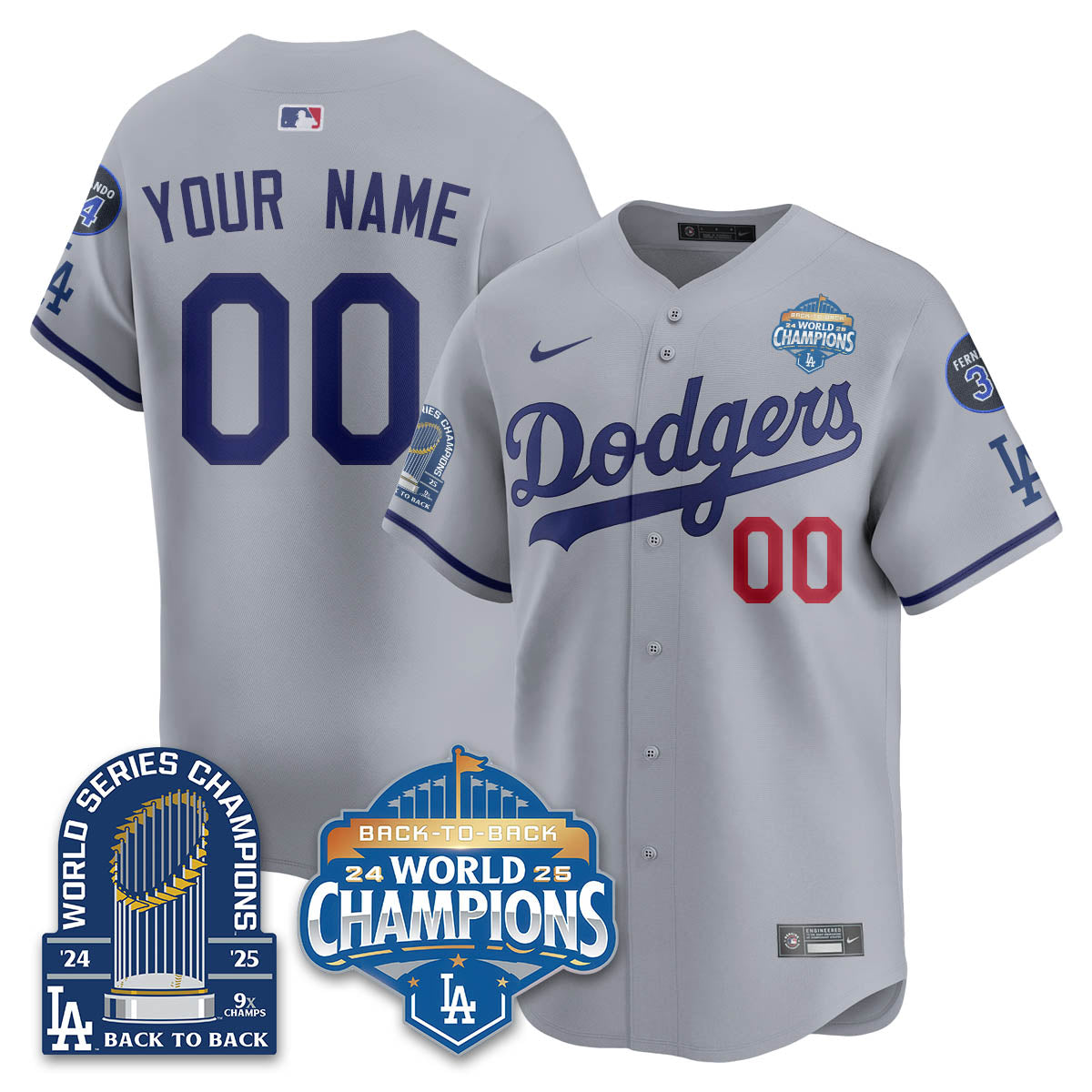 LAD 2025 World Series Champions Jersey - 9x Champs - All Stitched N2